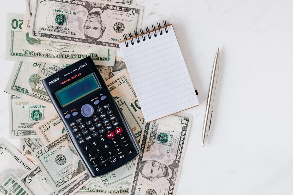 A calculator on paper currency