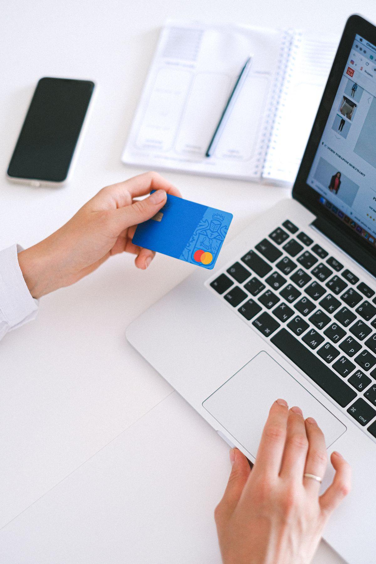 An online purchase being made at a laptop